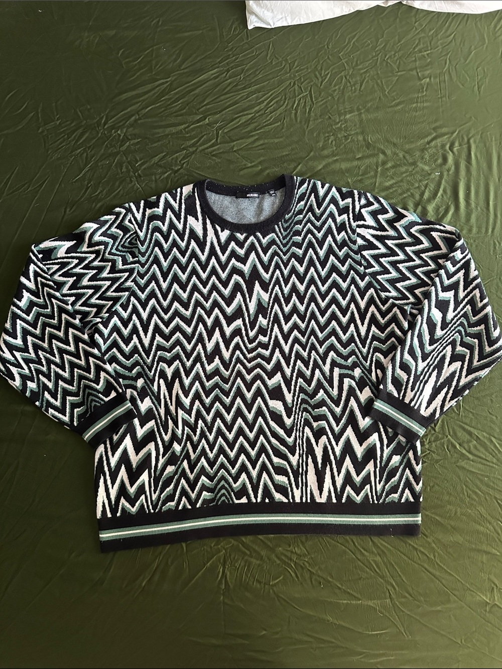 Murano Vintage Style Geometric Zig Zag Knit Crewneck Sweater Size - XXL
